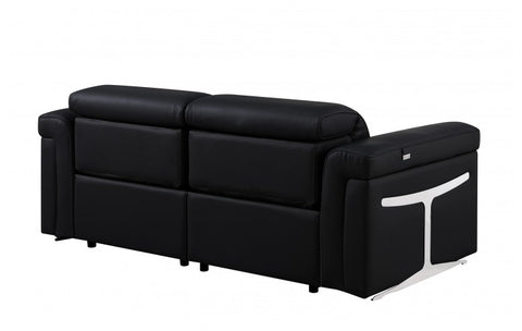 1126 DivanItalia Black Top Grain Italian Leather Loveseat with Power HeadrestModel:  1126-BLACK-2.2-HT