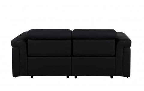 1126 DivanItalia Black Top Grain Italian Leather Loveseat with Power HeadrestModel:  1126-BLACK-2.2-HT