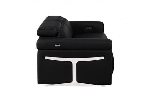 1126 DivanItalia Black Top Grain Italian Leather Loveseat with Power HeadrestModel:  1126-BLACK-2.2-HT