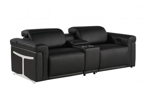 1126 DivanItalia Black Modular Power Reclining Loveseat with Power HeadrestModel:  1126-BLACK-3.2-HT