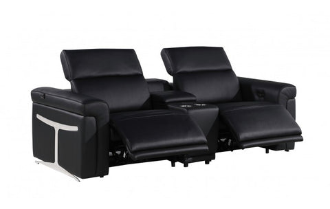 1126 DivanItalia Black Modular Power Reclining Loveseat with Power HeadrestModel:  1126-BLACK-3.2-HT