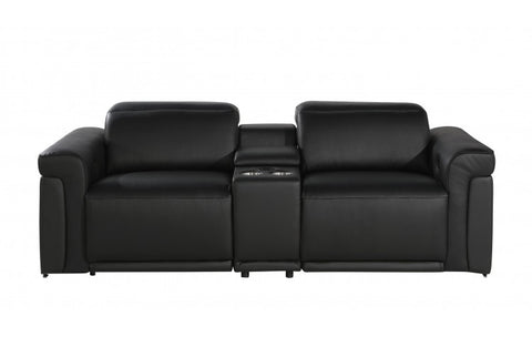 1126 DivanItalia Black Modular Power Reclining Loveseat with Power HeadrestModel:  1126-BLACK-3.2-HT