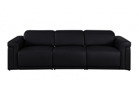 1126 DivanItalia Black Top Grain Italian Leather Power Reclining Sofa with Dual Recliners and Power HeadrestsModel:  1126-BLACK-3.2-S-HT