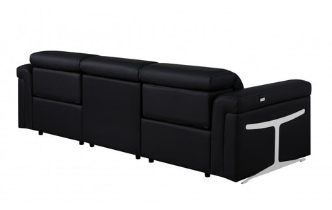 1126 DivanItalia Black Top Grain Italian Leather Power Reclining Sofa with Dual Recliners and Power HeadrestsModel:  1126-BLACK-3.2-S-HT