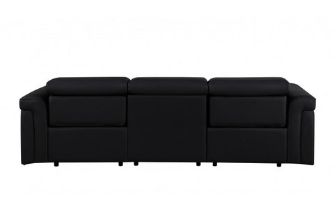 1126 DivanItalia Black Top Grain Italian Leather Power Reclining Sofa with Dual Recliners and Power HeadrestsModel:  1126-BLACK-3.2-S-HT