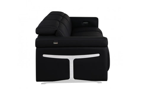 1126 DivanItalia Black Top Grain Italian Leather Power Reclining Sofa with Dual Recliners and Power HeadrestsModel:  1126-BLACK-3.2-S-HT