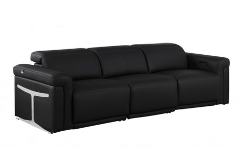 1126 DivanItalia Black Modular 3-Power Reclining Sofa with Power HeadrestModel:  1126-BLACK-3.3-HT