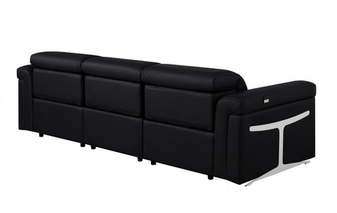 1126 DivanItalia Black Modular 3-Power Reclining Sofa with Power HeadrestModel:  1126-BLACK-3.3-HT