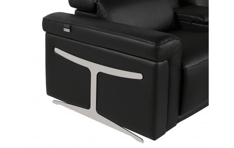 1126 DivanItalia Black Top Grain Italian Leather Power Reclining Sofa with Dual Recliners and Power HeadrestsModel:  1126-BLACK-3.2-S-HT