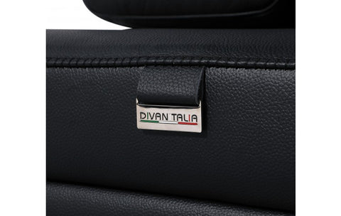 1126 DivanItalia Black Top Grain Italian Leather Loveseat with Power HeadrestModel:  1126-BLACK-2.2-HT