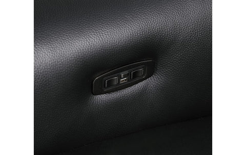 1126 DivanItalia Black Top Grain Italian Leather Loveseat with Power HeadrestModel:  1126-BLACK-2.2-HT