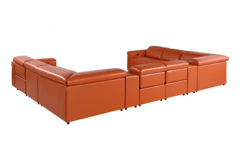 1126 DivanItalia Orange 10-Piece Sectional with 4 Power Recliners and Power HeadrestsModel:  1126-CAMEL-10PC-4PWR-U-SECTIONAL-GROUP