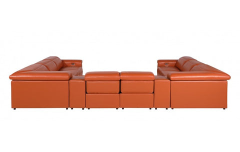 1126 DivanItalia Orange 10-Piece Sectional with 4 Power Recliners and Power HeadrestsModel:  1126-CAMEL-10PC-4PWR-U-SECTIONAL-GROUP