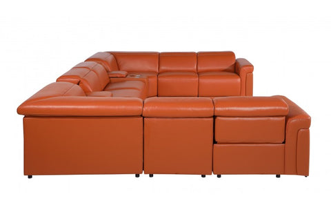 1126 DivanItalia Orange 10-Piece Sectional with 4 Power Recliners and Power HeadrestsModel:  1126-CAMEL-10PC-4PWR-U-SECTIONAL-GROUP