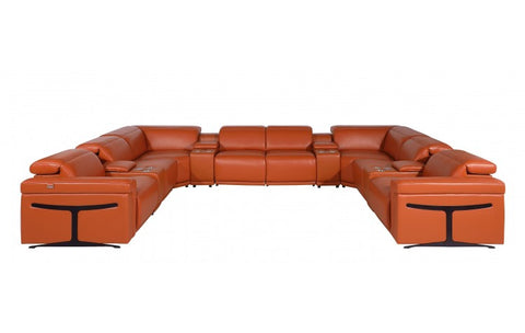 1126 DivanItalia Orange 12-Piece Sectional with 4 Power Recliners and Power HeadrestsModel:  1126-CAMEL-12PC-4PWR-U-SECTIONAL-GROUP