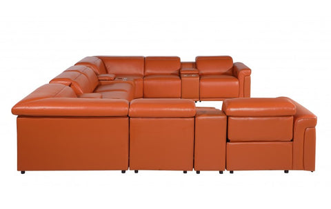 1126 DivanItalia Orange 12-Piece Sectional with 4 Power Recliners and Power HeadrestsModel:  1126-CAMEL-12PC-4PWR-U-SECTIONAL-GROUP