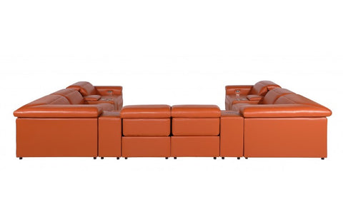 1126 DivanItalia Orange 12-Piece Sectional with 4 Power Recliners and Power HeadrestsModel:  1126-CAMEL-12PC-4PWR-U-SECTIONAL-GROUP