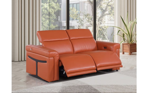 1126 DivanItalia Camel Top Grain Italian Leather Loveseat with Power HeadrestModel:  1126-CAMEL-2.2-HT