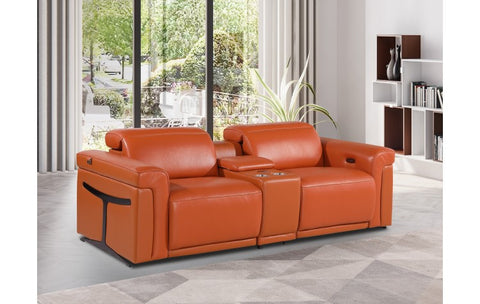 1126 DivanItalia Orange Modular Power Reclining Loveseat with Power HeadrestModel:  1126-CAMEL-3.2-HT
