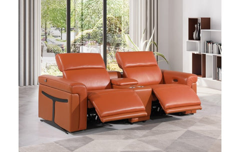 1126 DivanItalia Orange Modular Power Reclining Loveseat with Power HeadrestModel:  1126-CAMEL-3.2-HT