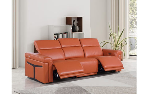1126 DivanItalia Camel Top Grain Italian Leather Power Reclining Sofa with Dual Recliners and Power HeadrestsModel:  1126-CAMEL-3.2-S-HT