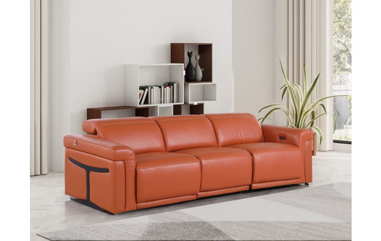 1126 DivanItalia Orange Modular 3-Power Reclining Sofa with Power HeadrestModel:  1126-CAMEL-3.3-HT