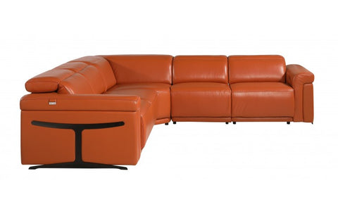 1126 DivanItalia Orange 5-Piece Sectional with 3 Power Recliners and Power HeadrestsModel:  1126-CAMEL-3PWR-5PC