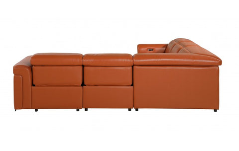 1126 DivanItalia Orange 5-Piece Sectional with 3 Power Recliners and Power HeadrestsModel:  1126-CAMEL-3PWR-5PC