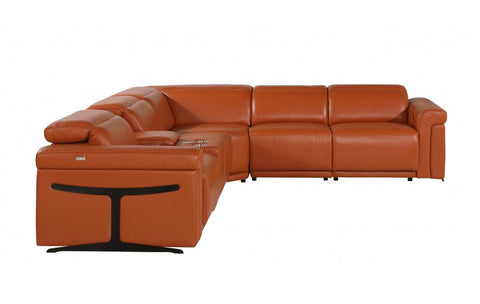 1126 DivanItalia Orange 6-Piece Sectional with 3 Power Recliners and Power HeadrestsModel:  1126-CAMEL-3PWR-6PC