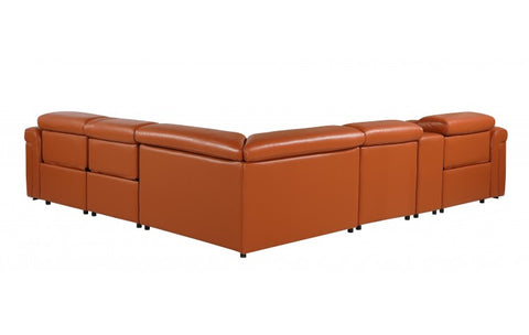 1126 DivanItalia Orange 6-Piece Sectional with 3 Power Recliners and Power HeadrestsModel:  1126-CAMEL-3PWR-6PC