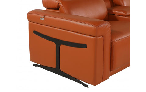 1126 DivanItalia Orange 6-Piece Sectional with 3 Power Recliners and Power HeadrestsModel:  1126-CAMEL-3PWR-6PC