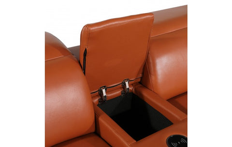 1126 DivanItalia Orange 7-Piece Sectional with 4 Power Recliners and Power HeadrestsModel:  1126-CAMEL-4PWR-7PC
