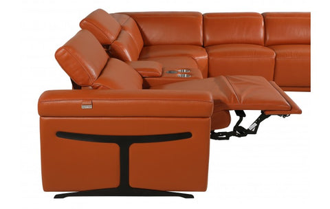 1126 DivanItalia Orange 7-Piece Sectional with 4 Power Recliners and Power HeadrestsModel:  1126-CAMEL-4PWR-7PC