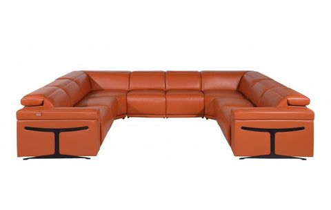 1126 DivanItalia Orange 8-Piece Sectional with 4 Power Recliners and Power Headrests (No Consoles)Model:  1126-CAMEL-8PC-4PWR-U-NC-SECTIONAL-GROUP