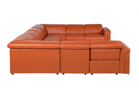 1126 DivanItalia Orange 8-Piece Sectional with 4 Power Recliners and Power Headrests (No Consoles)Model:  1126-CAMEL-8PC-4PWR-U-NC-SECTIONAL-GROUP