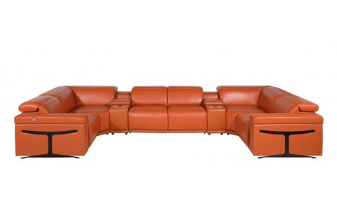 1126 DivanItalia Orange 8-Piece Sectional with 4 Power Recliners and Power HeadrestsModel:  1126-CAMEL-8PC-4PWR-U-SECTIONAL-GROUP
