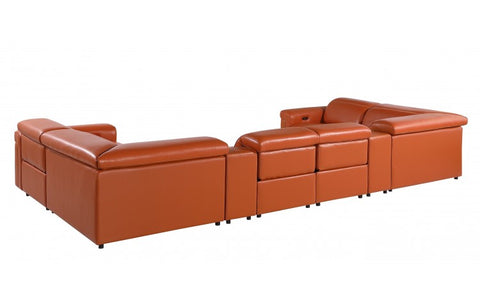 1126 DivanItalia Orange 8-Piece Sectional with 4 Power Recliners and Power HeadrestsModel:  1126-CAMEL-8PC-4PWR-U-SECTIONAL-GROUP