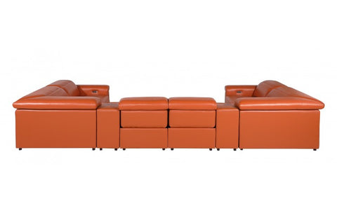 1126 DivanItalia Orange 8-Piece Sectional with 4 Power Recliners and Power HeadrestsModel:  1126-CAMEL-8PC-4PWR-U-SECTIONAL-GROUP