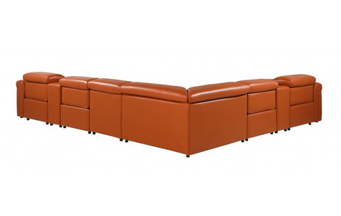 1126 DivanItalia Orange 8-Piece Sectional with 4 Power Recliners and Power HeadrestsModel:  1126-CAMEL-4PWR-8PC