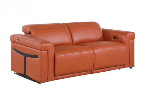 1126 DivanItalia Camel Top Grain Italian Leather Loveseat with Power HeadrestModel:  1126-CAMEL-2.2-HT