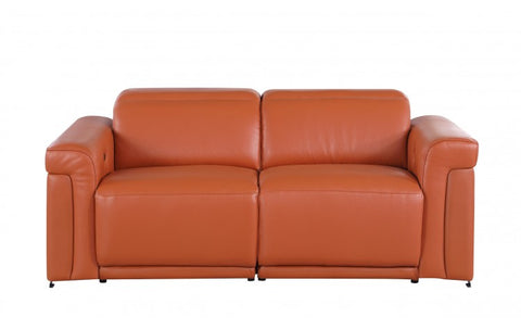 1126 DivanItalia Camel Top Grain Italian Leather Loveseat with Power HeadrestModel:  1126-CAMEL-2.2-HT