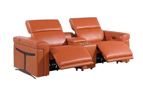 1126 DivanItalia Orange Modular Power Reclining Loveseat with Power HeadrestModel:  1126-CAMEL-3.2-HT