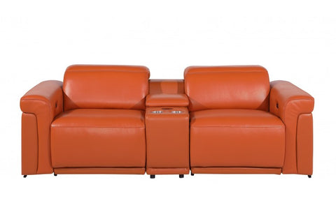 1126 DivanItalia Orange Modular Power Reclining Loveseat with Power HeadrestModel:  1126-CAMEL-3.2-HT