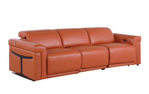 1126 DivanItalia Orange Modular 3-Power Reclining Sofa with Power HeadrestModel:  1126-CAMEL-3.3-HT