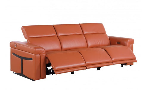 1126 DivanItalia Orange Modular 3-Power Reclining Sofa with Power HeadrestModel:  1126-CAMEL-3.3-HT