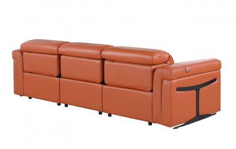 1126 DivanItalia Orange Modular 3-Power Reclining Sofa with Power HeadrestModel:  1126-CAMEL-3.3-HT