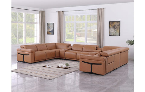 1126 DivanItalia Cognac 10-Piece Sectional with 4 Power Recliners and Power HeadrestsModel:  1126-COGNAC-10PC-4PWR-U-SECTIONAL-GROUP
