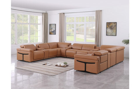 1126 DivanItalia Cognac 12-Piece Sectional with 4 Power Recliners and Power HeadrestsModel:  1126-COGNAC-12PC-4PWR-U-SECTIONAL-GROUP