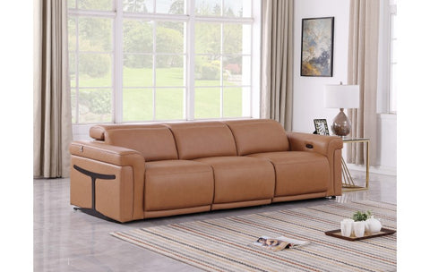 1126 DivanItalia Cognac Modular 3-Power Reclining Sofa with Power HeadrestModel:  1126-COGNAC-3.3-HT