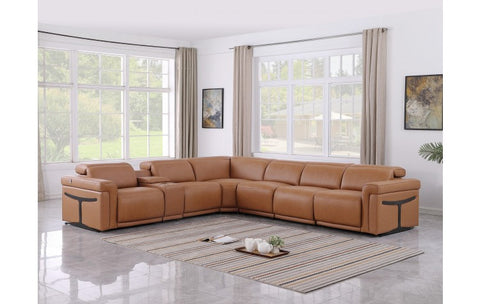 1126 DivanItalia Cognac 7-Piece Sectional with 3 Power Recliners and Power HeadrestsModel:  1126-COGNAC-SEC-7PC-3PWR-SECTIONAL-GROUP